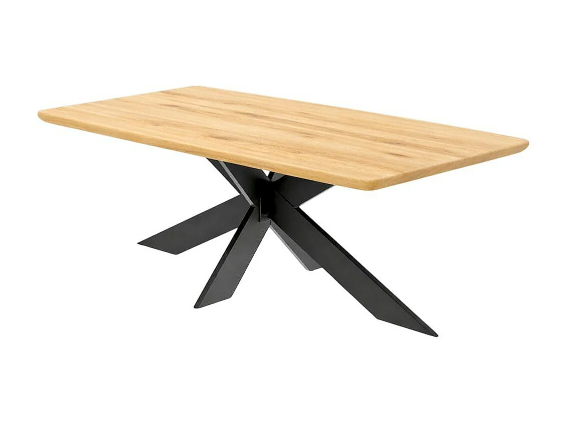 Table extensible chêne huilé bords biseautés pied noir fin 200 cm PALERME