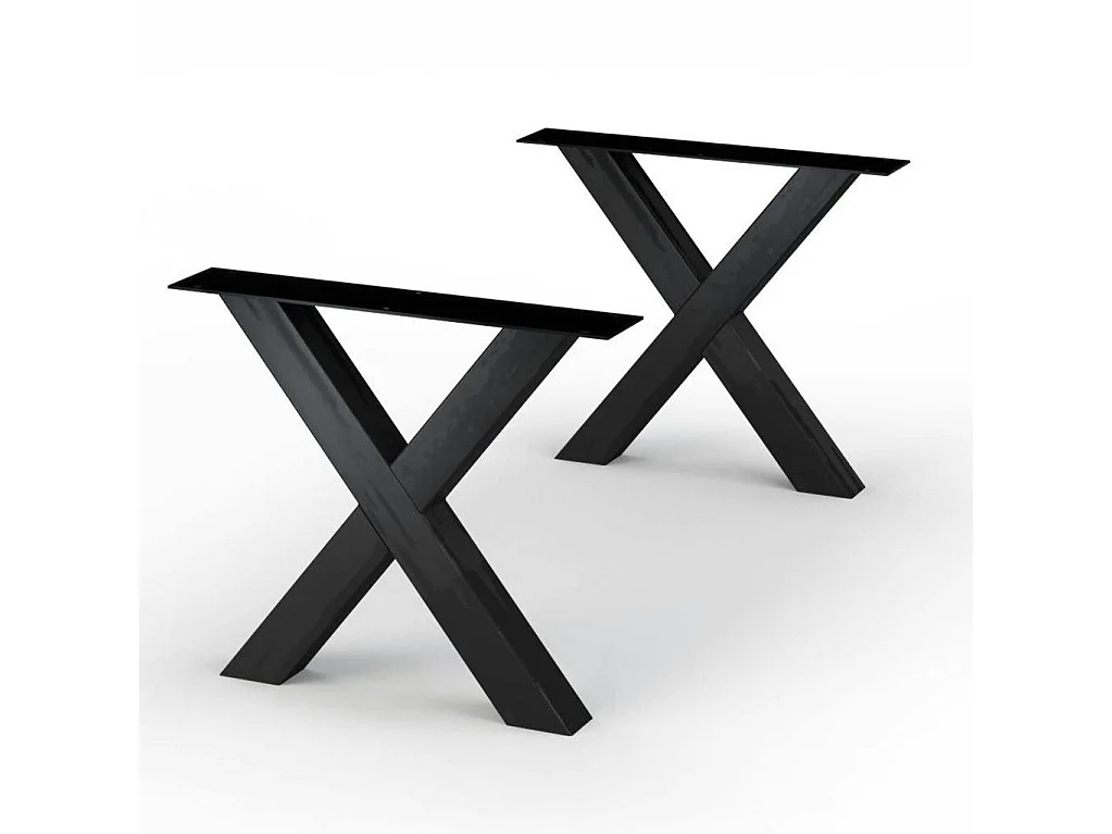 Table extensible chêne grisé bords biseautés pieds en X 200 cm PALERME