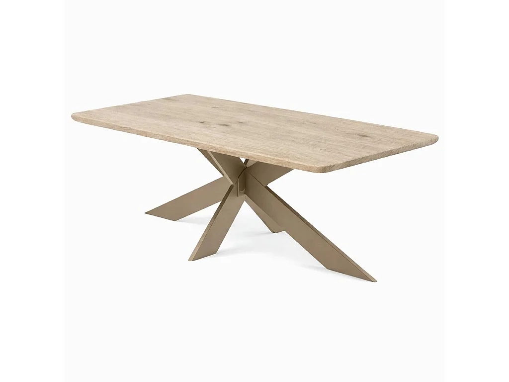 Table extensible chêne grisé bords biseautés pied grège fin 220 cm PALERME