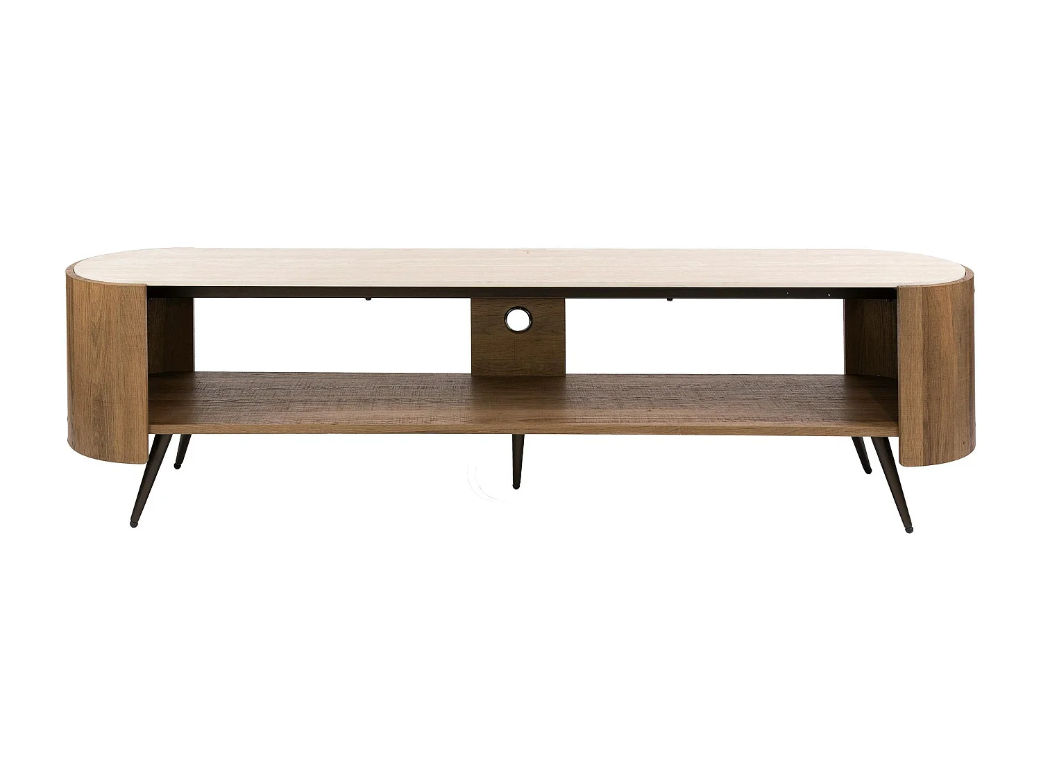 Meuble TV céramique 2 plateaux et pieds obliques ASCOLI