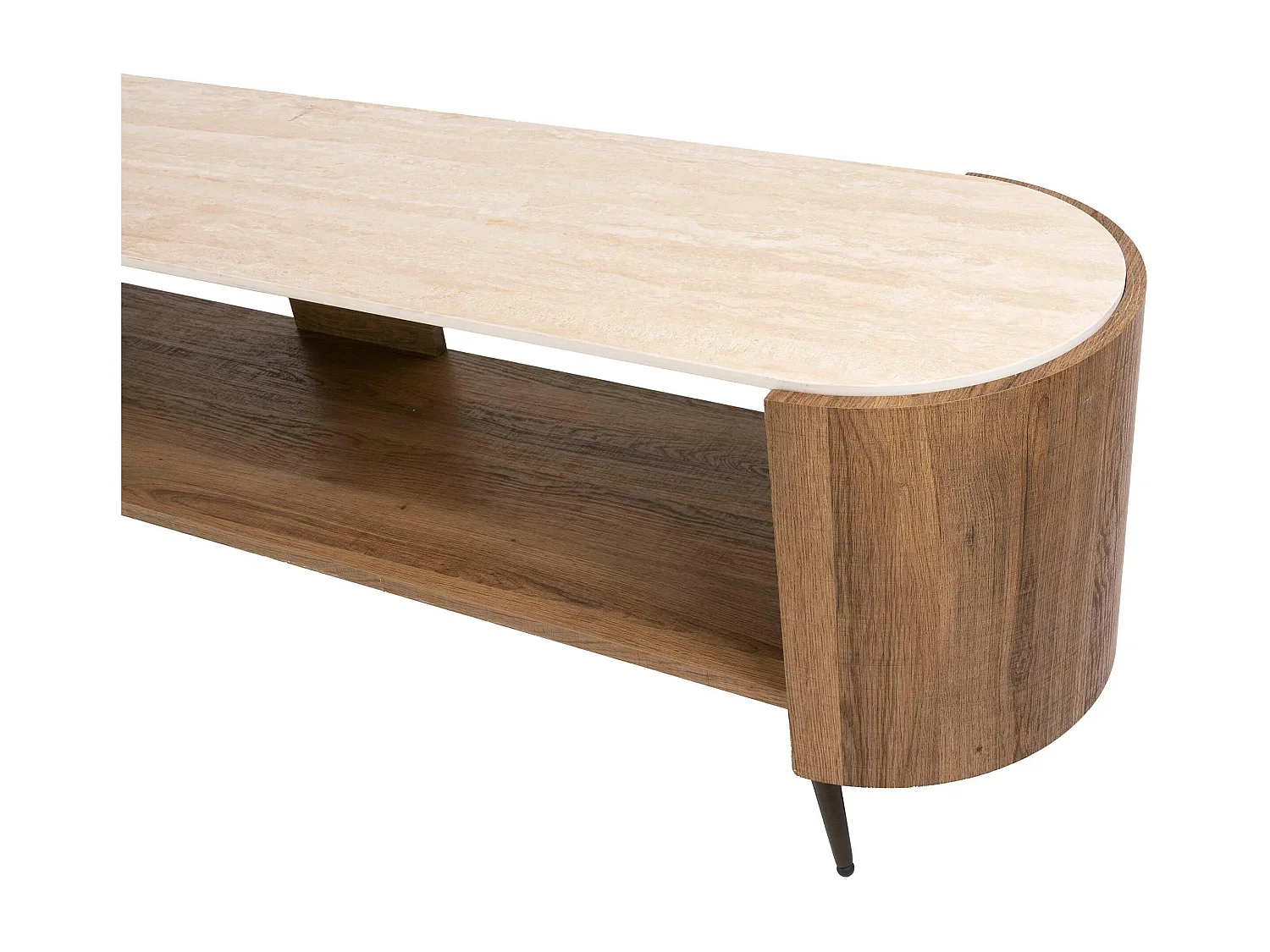 Meuble TV céramique 2 plateaux et pieds obliques ASCOLI