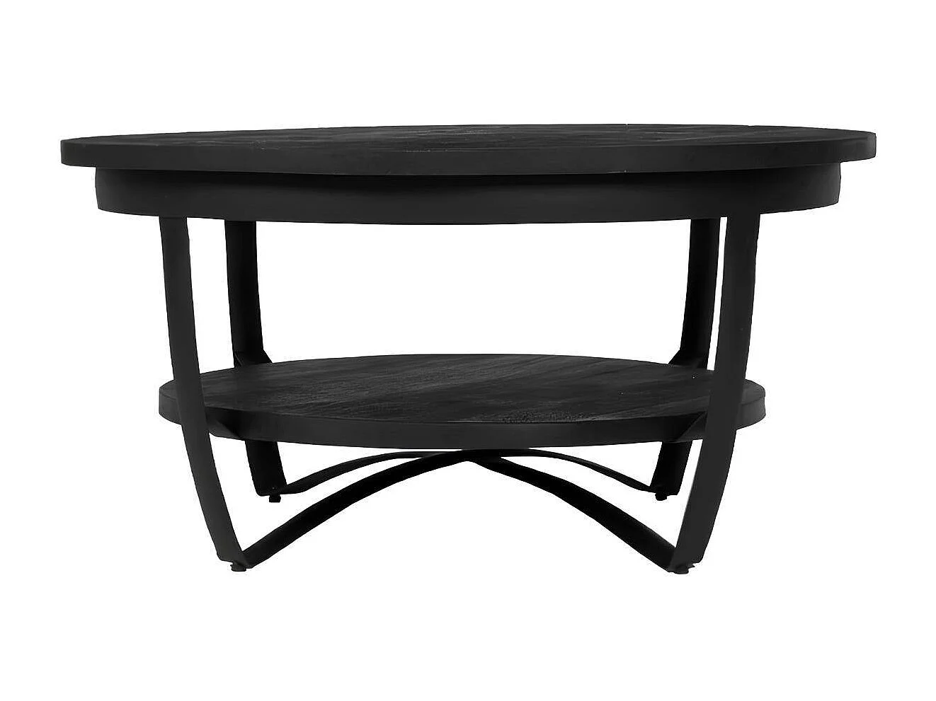 Table basse ronde bois noir et métal Ø70 cm OMAHA