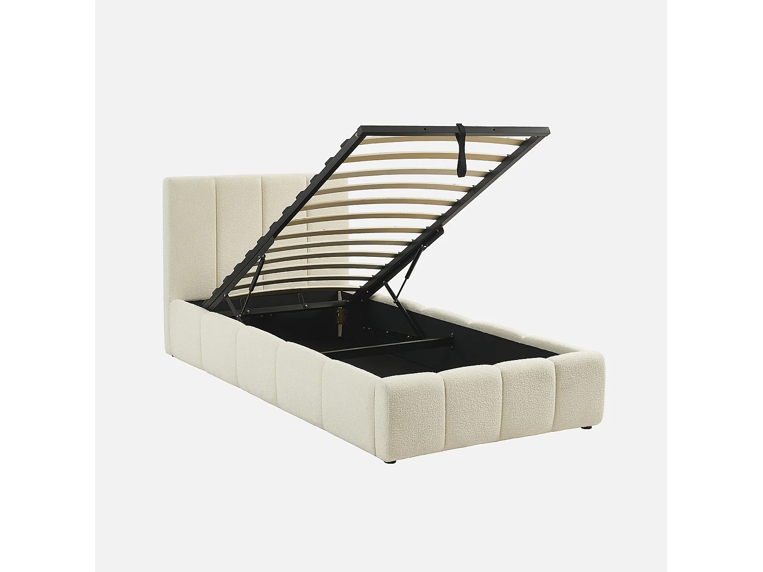 Cama baúl con somier de láminas y cabecera 90x190cm, acabado en