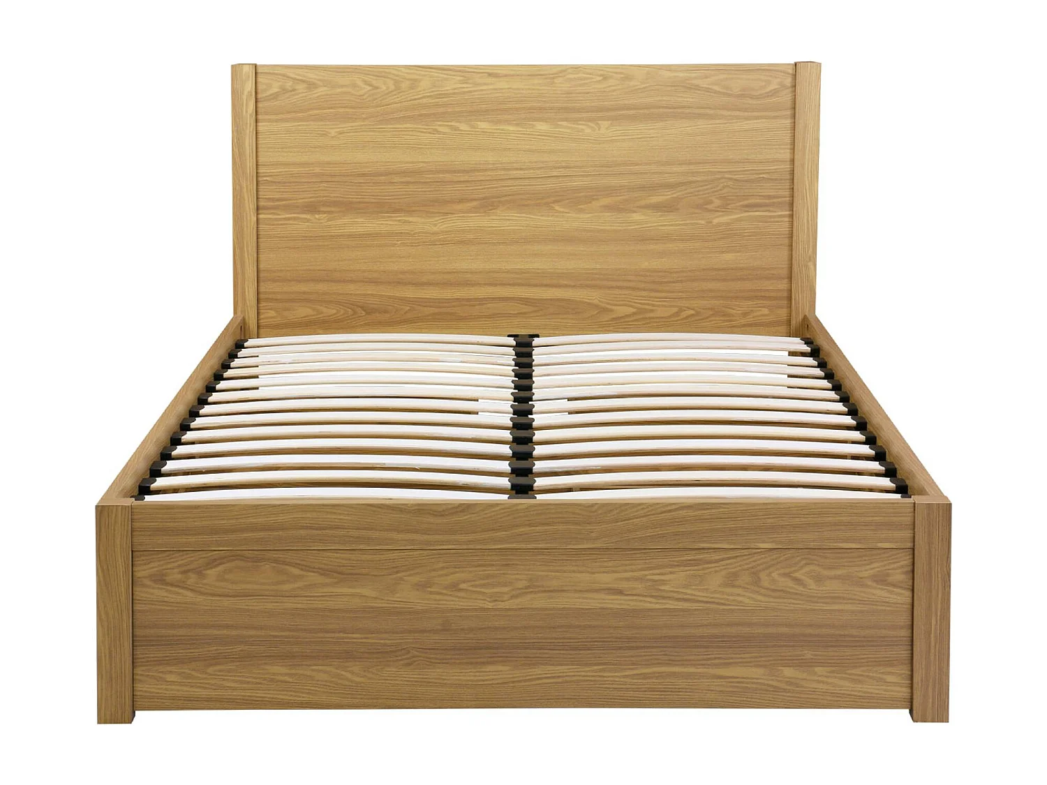 Lit avec sommier à lattes et tête de lit 140 x 190cm + 4 tiroirs décor bois naturel - Nepal