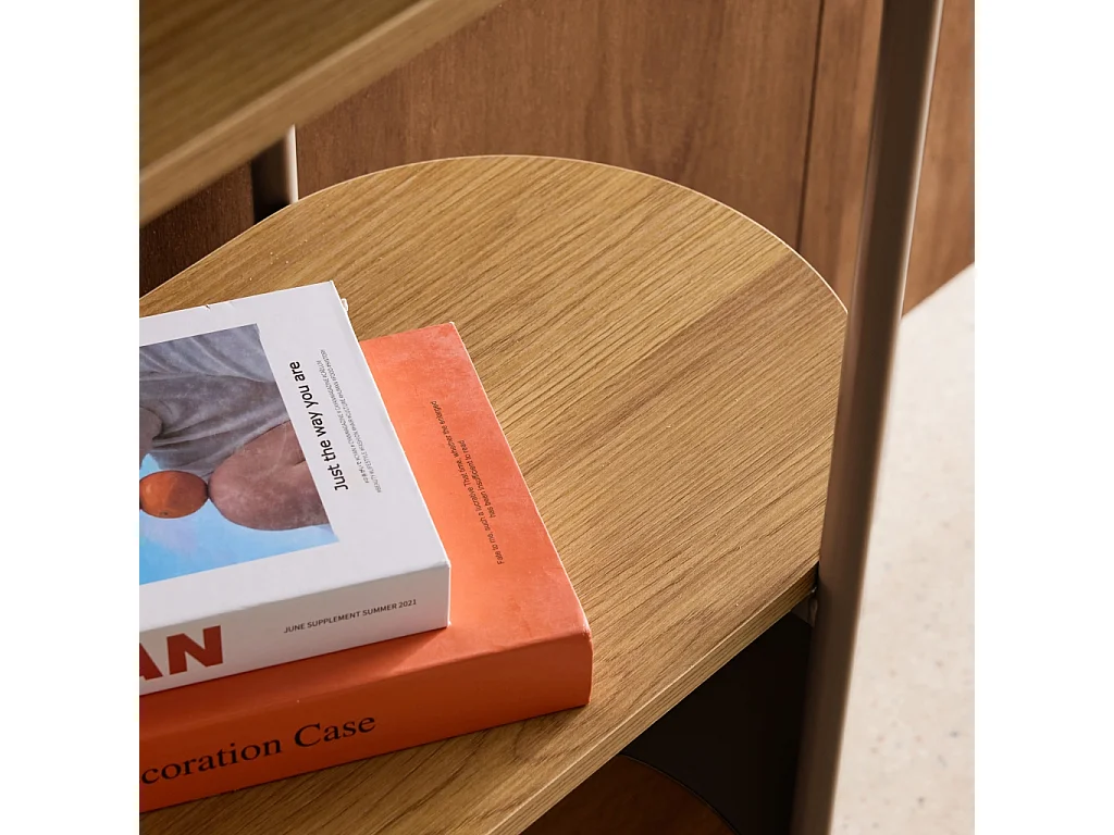 Libreria in metallo curvato e legno a 5 livelli, marrone
