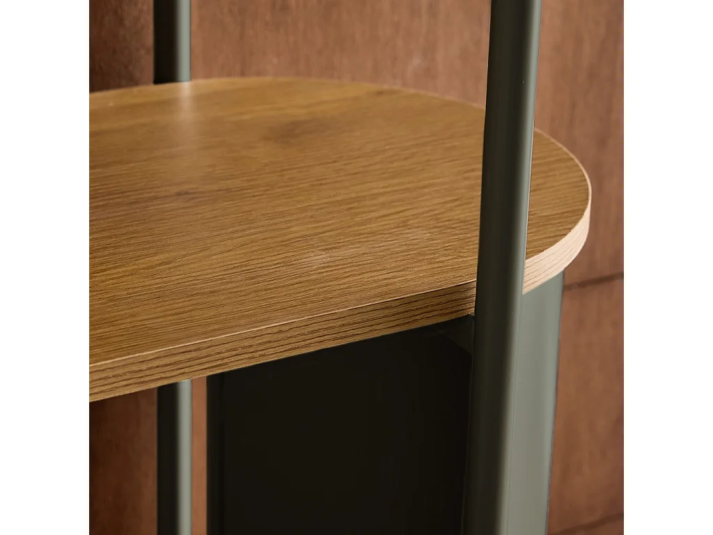 Etagère bibliothèque métal courbé et décor bois 5 niveaux vert - Molto