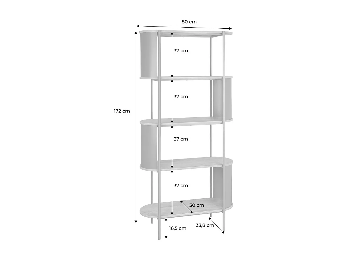 Etagère bibliothèque métal courbé et décor bois 5 niveaux vert - Molto