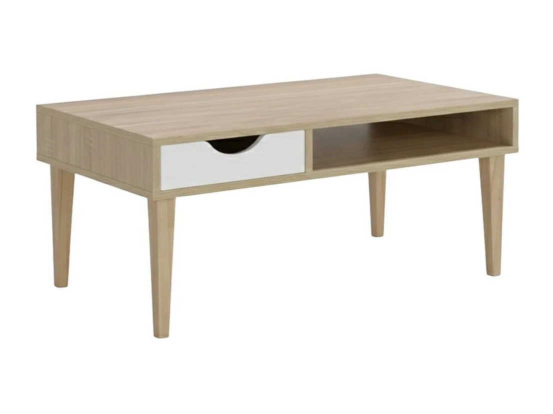 Table Basse 120x60 1 Tiroir 1 Niche effet bois - ALENIA