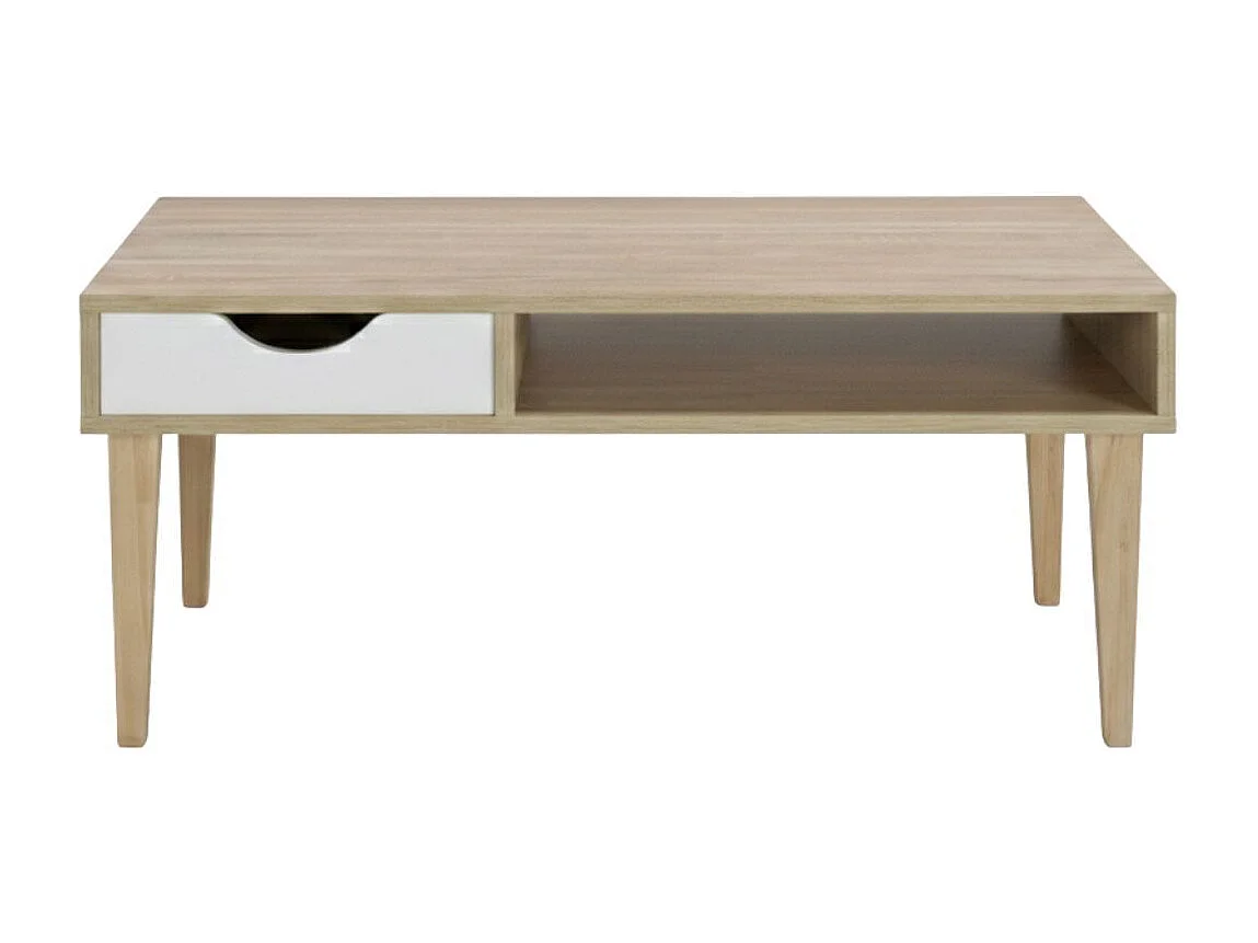 Table Basse 120x60 1 Tiroir 1 Niche effet bois - ALENIA