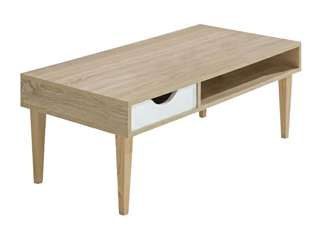 Table Basse 120x60 1 Tiroir 1 Niche effet bois - ALENIA
