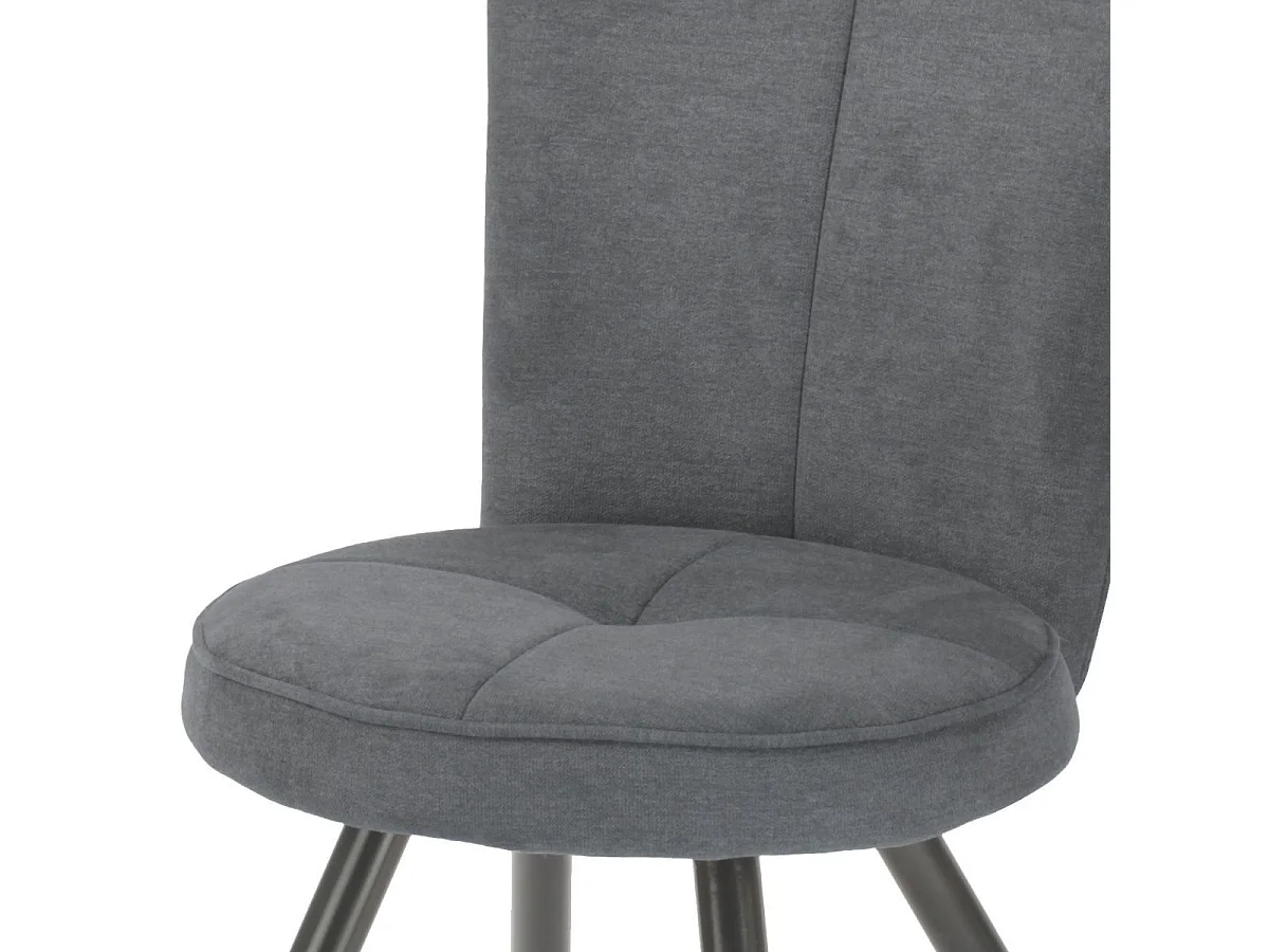 Lot de 2 tabourets assise de bar matelassée tissu toucher doux gris pieds métal laqué anthracite - ELLIPSE