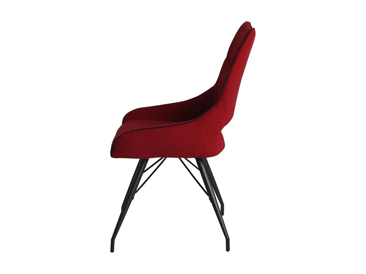 Lot de 4 chaises tissu coloris rouge pieds métal laqué gris - SILOUAN