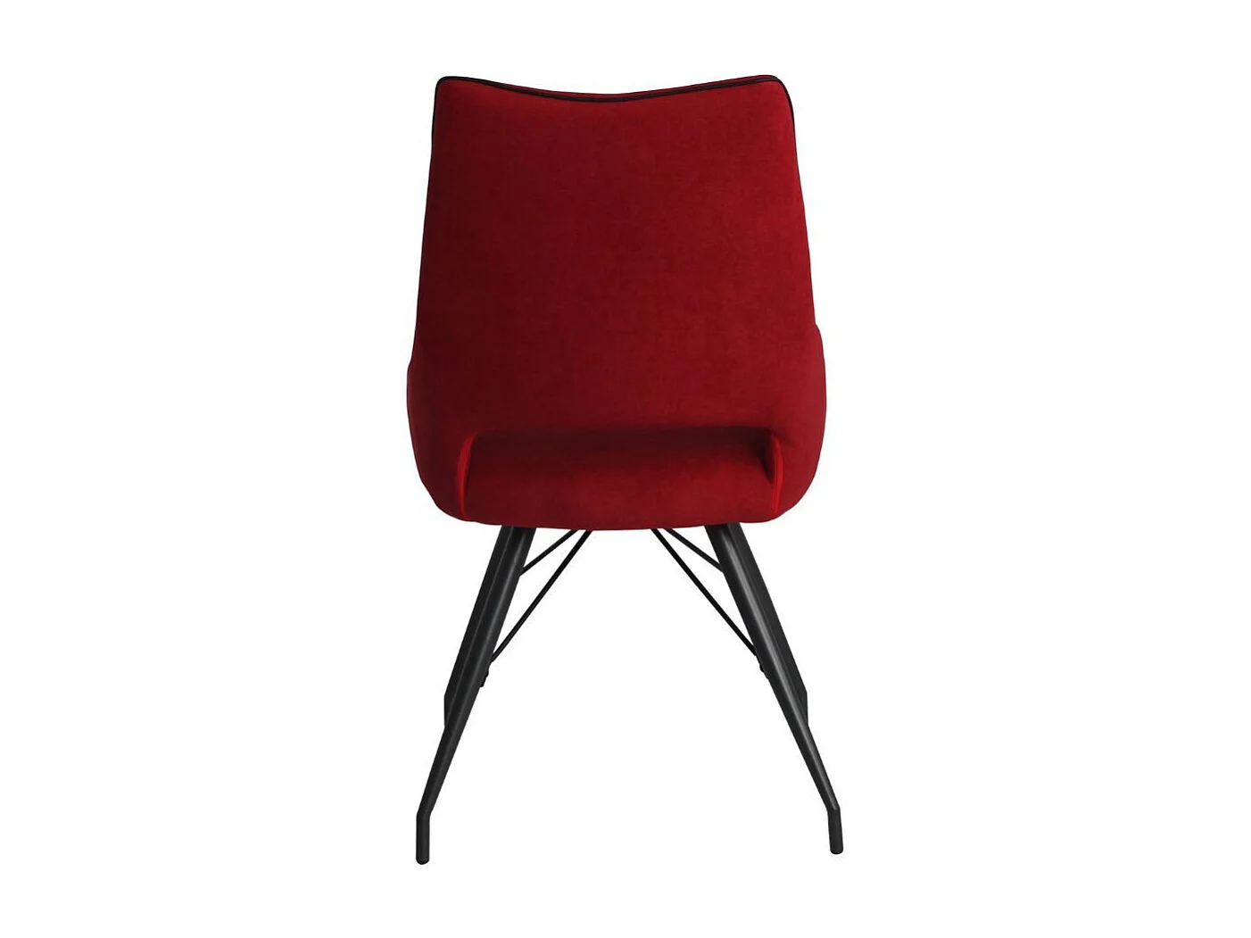 Lot de 4 chaises tissu coloris rouge pieds métal laqué gris - SILOUAN