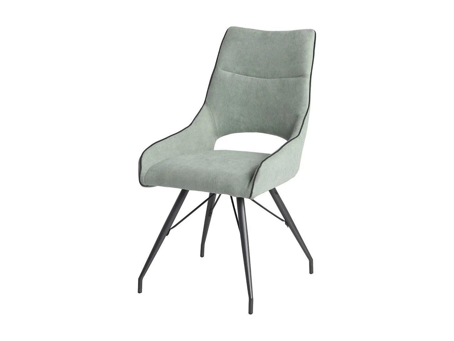 Lot de 2 chaises tissu coloris vert d'eau pieds métal laqué gris - SILOUAN