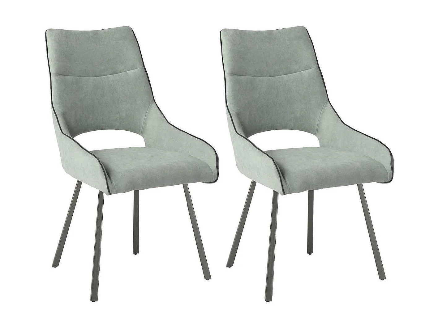 Lot de 2 chaises tissu coloris vert d'eau pieds métal laqué gris - SILOUAN