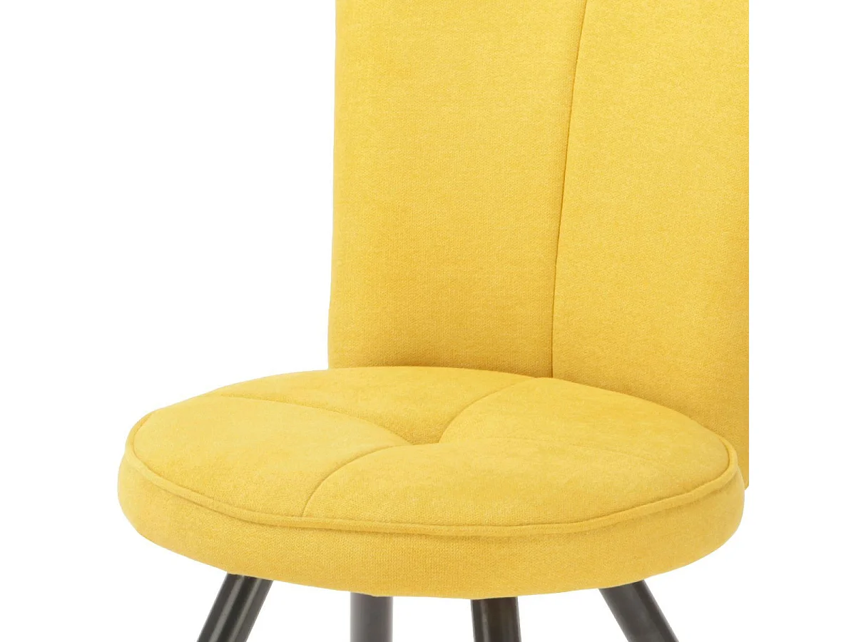 Lot de 2 tabourets assise de bar matelassée tissu toucher doux jaune pieds métal laqué anthracite - ELLIPSE
