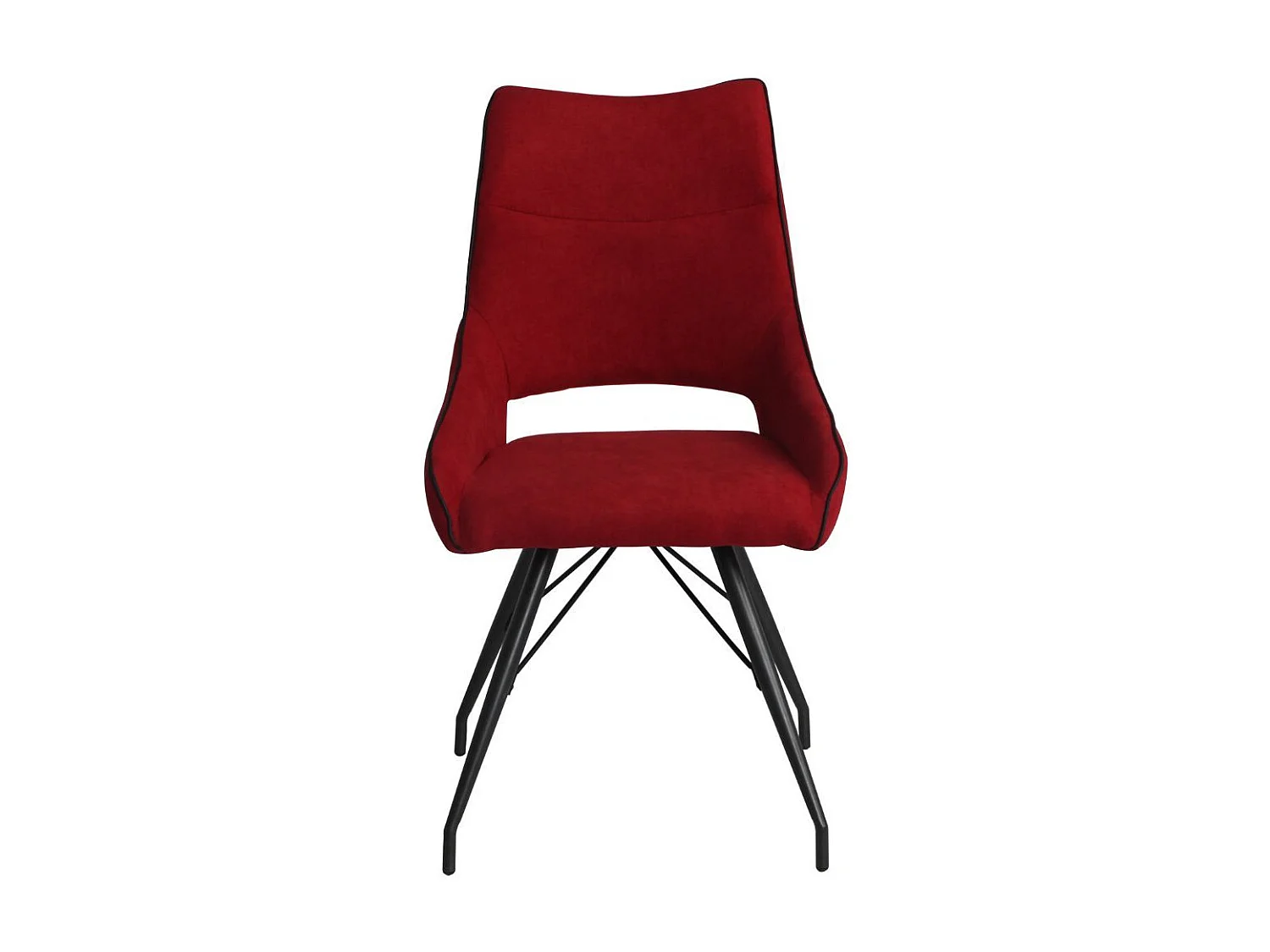 Lot de 6 chaises tissu coloris rouge pieds métal laqué gris - SILOUAN