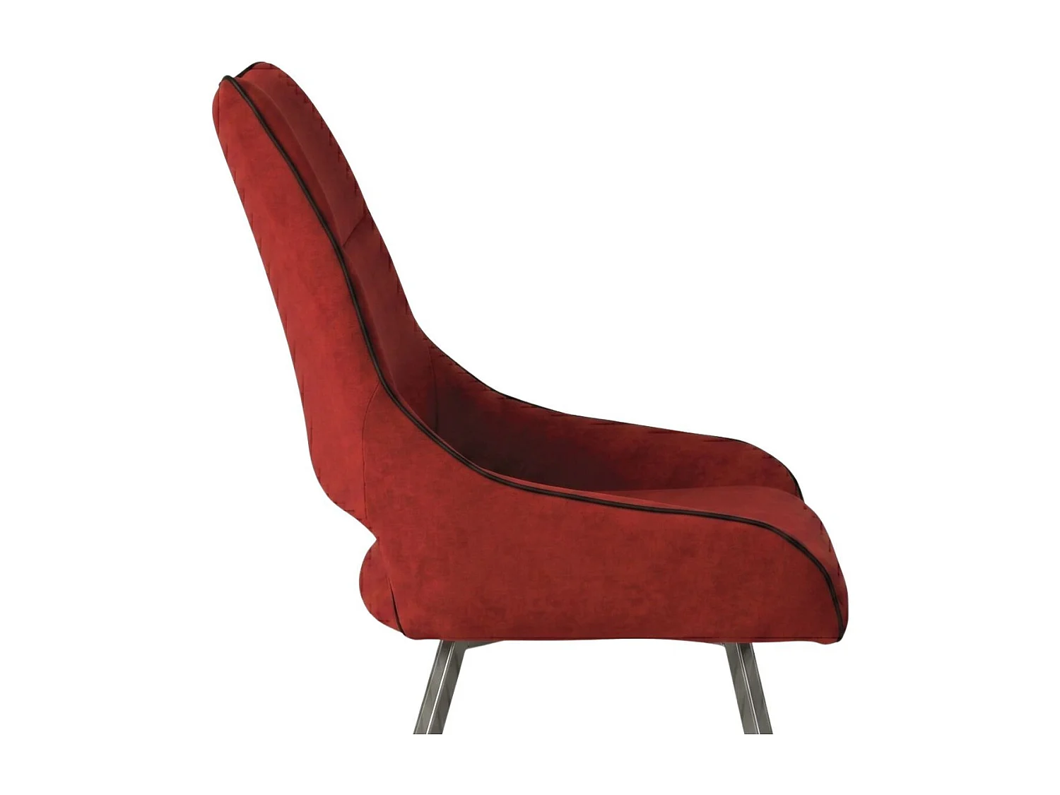Lot de 6 chaises tissu coloris rouge pieds métal laqué gris - SILOUAN
