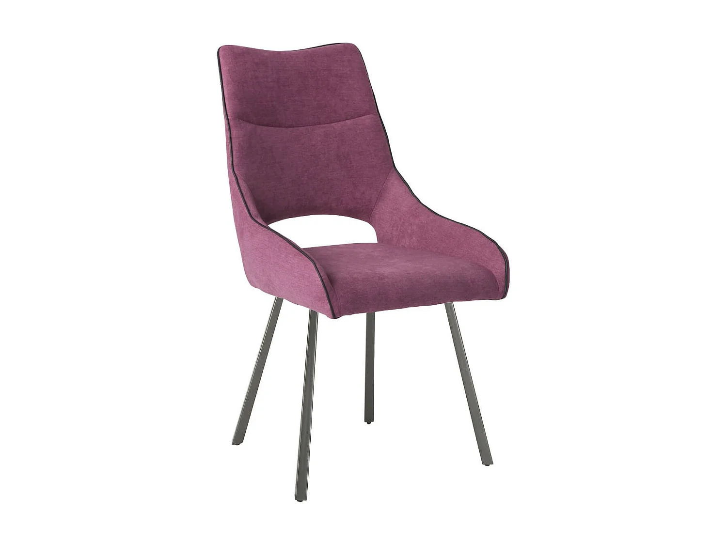 Lot de 2 chaises tissu coloris violet pieds métal laqué gris - SILOUAN