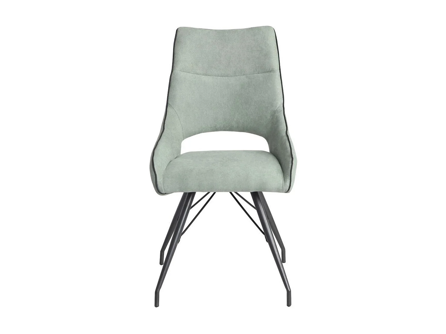 Lot de 4 chaises tissu coloris vert d'eau pieds métal laqué gris - SILOUAN