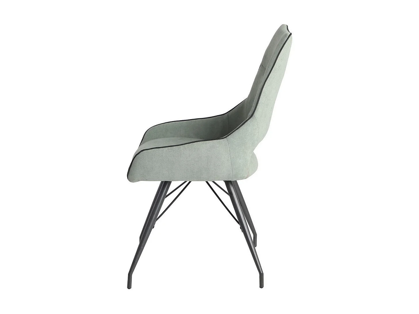 Lot de 4 chaises tissu coloris vert d'eau pieds métal laqué gris - SILOUAN