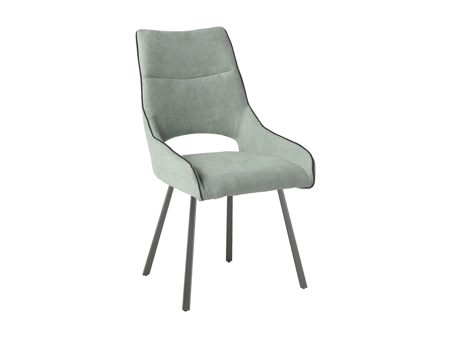 Lot de 4 chaises tissu coloris vert d'eau pieds métal laqué gris - SILOUAN
