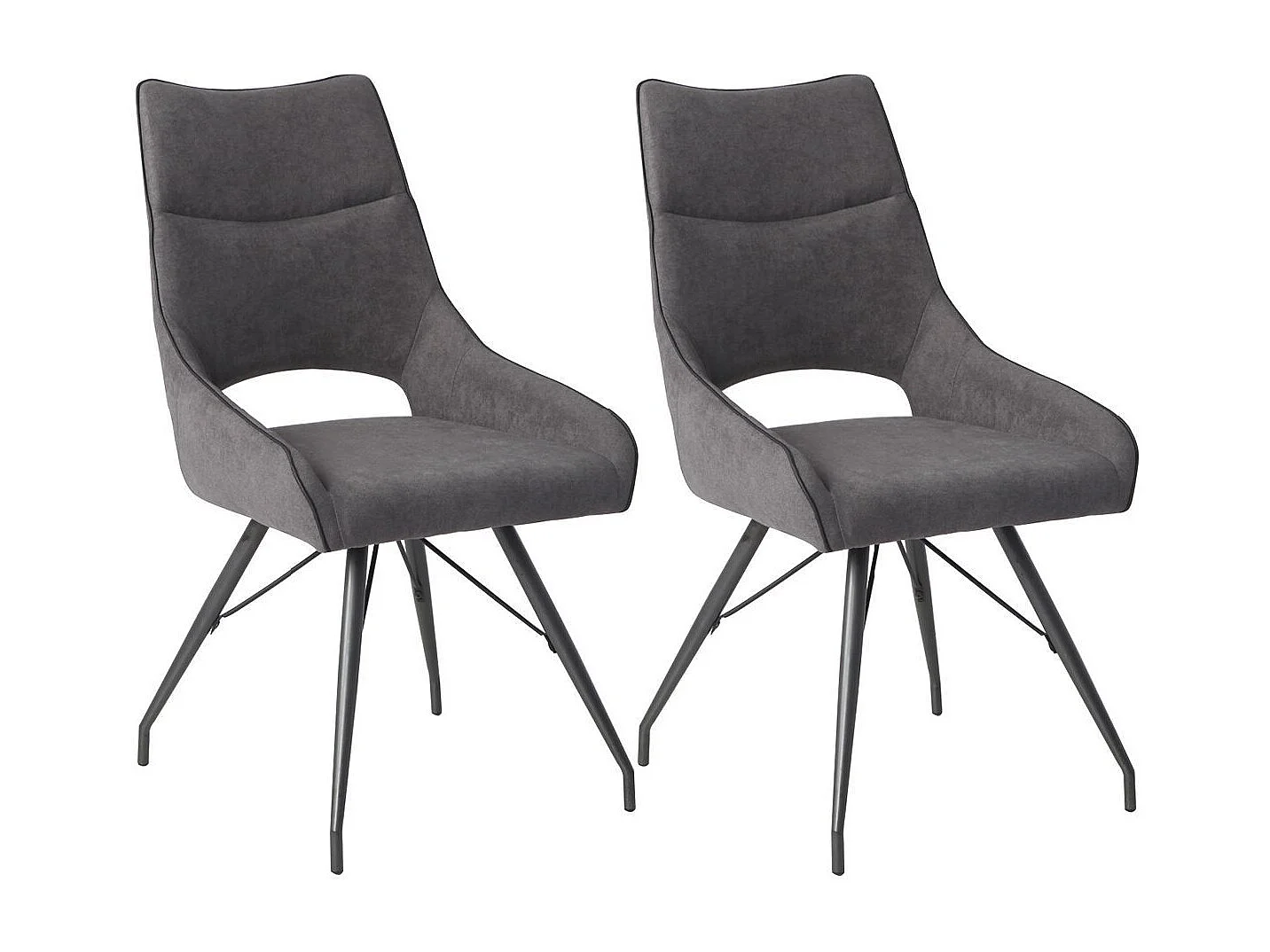 Lot de 2 chaises tissu coloris gris anthracite pieds métal laqué gris - SILOUAN
