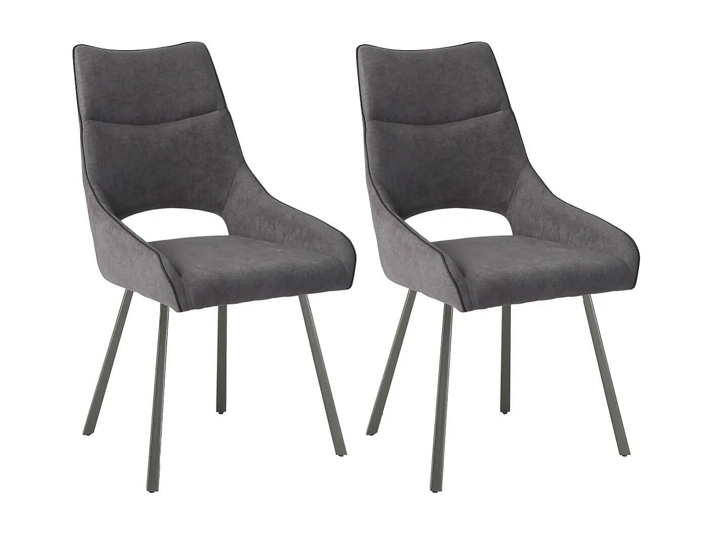 Lot de 2 chaises tissu coloris gris anthracite pieds métal laqué gris - SILOUAN