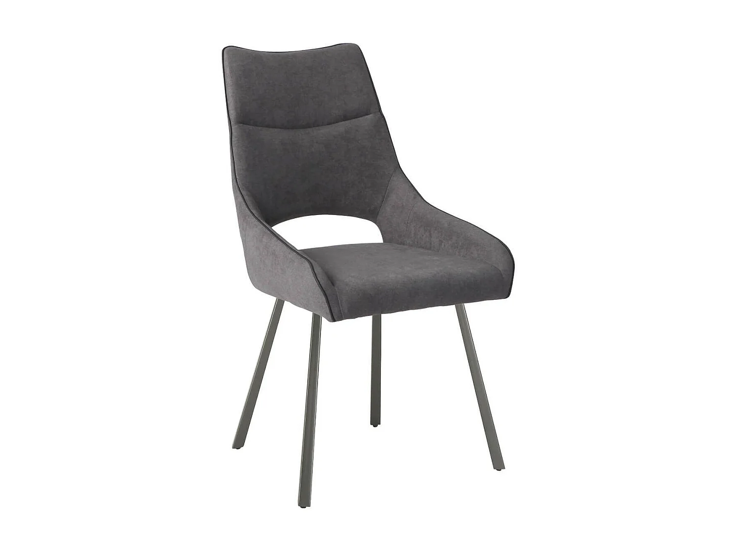 Lot de 2 chaises tissu coloris gris anthracite pieds métal laqué gris - SILOUAN