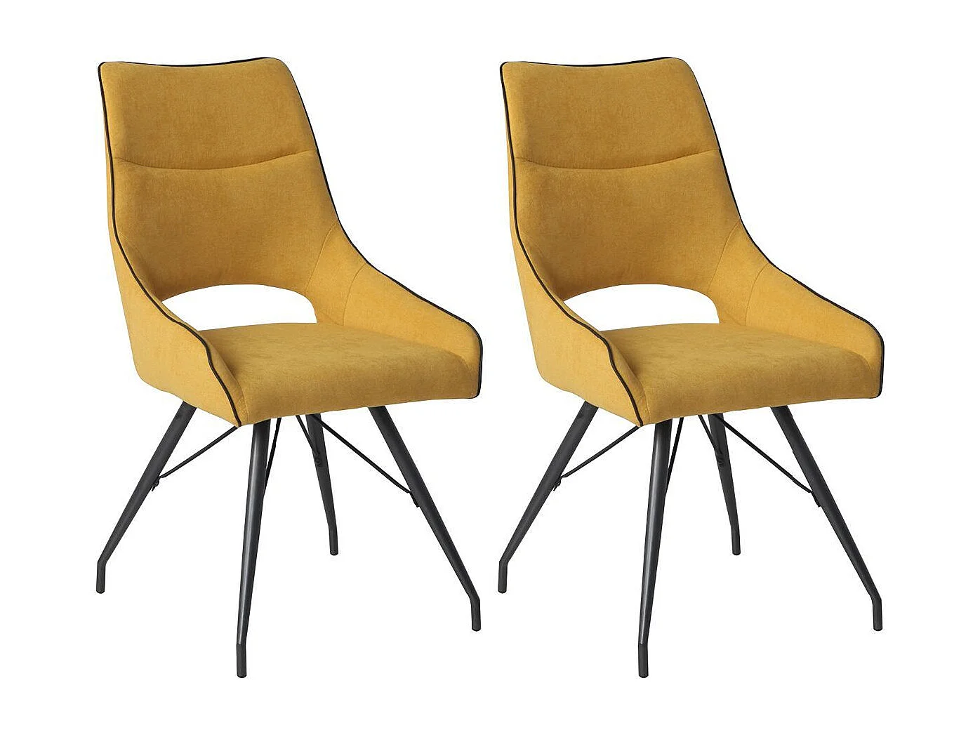 Lot de 2 chaises tissu coloris jaune pieds métal laqué gris - SILOUAN