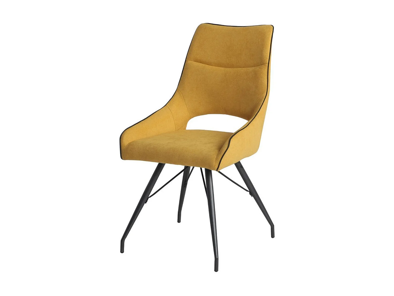 Lot de 2 chaises tissu coloris jaune pieds métal laqué gris - SILOUAN