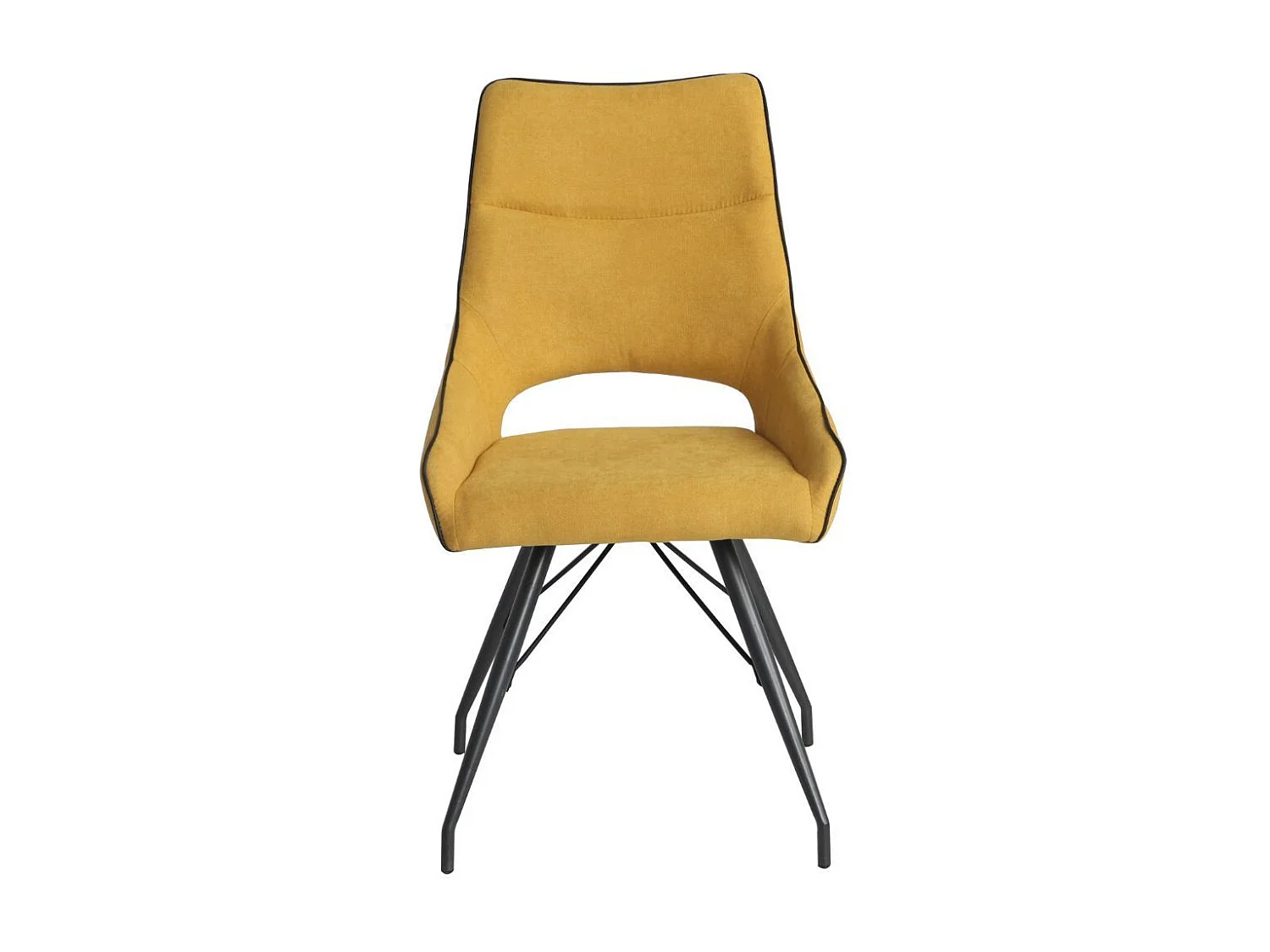 Lot de 2 chaises tissu coloris jaune pieds métal laqué gris - SILOUAN