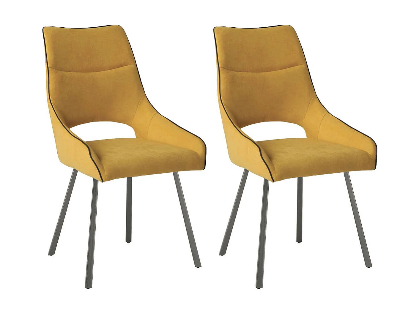 Lot de 2 chaises tissu coloris jaune pieds métal laqué gris - SILOUAN