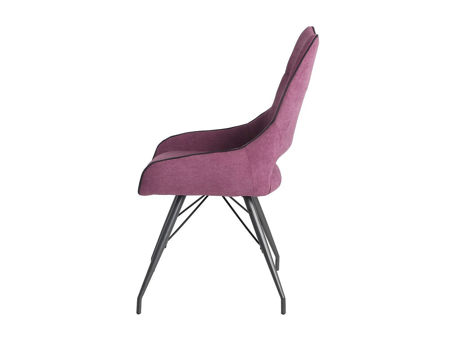 Lot de 4 chaises tissu coloris violet pieds métal laqué gris - SILOUAN