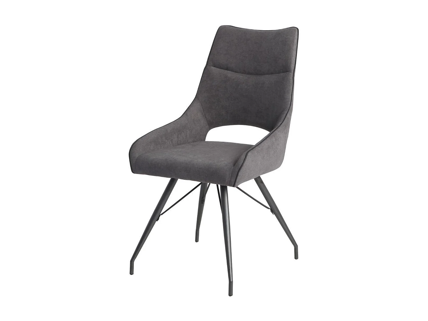 Lot de 6 chaises tissu coloris gris anthracite pieds métal laqué gris - SILOUAN