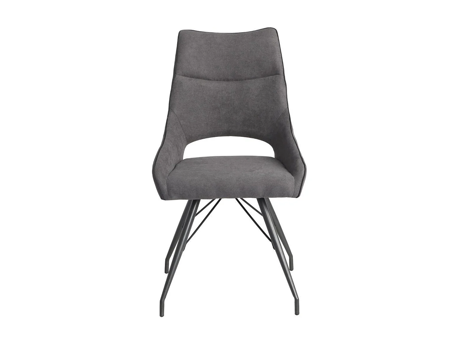 Lot de 6 chaises tissu coloris gris anthracite pieds métal laqué gris - SILOUAN