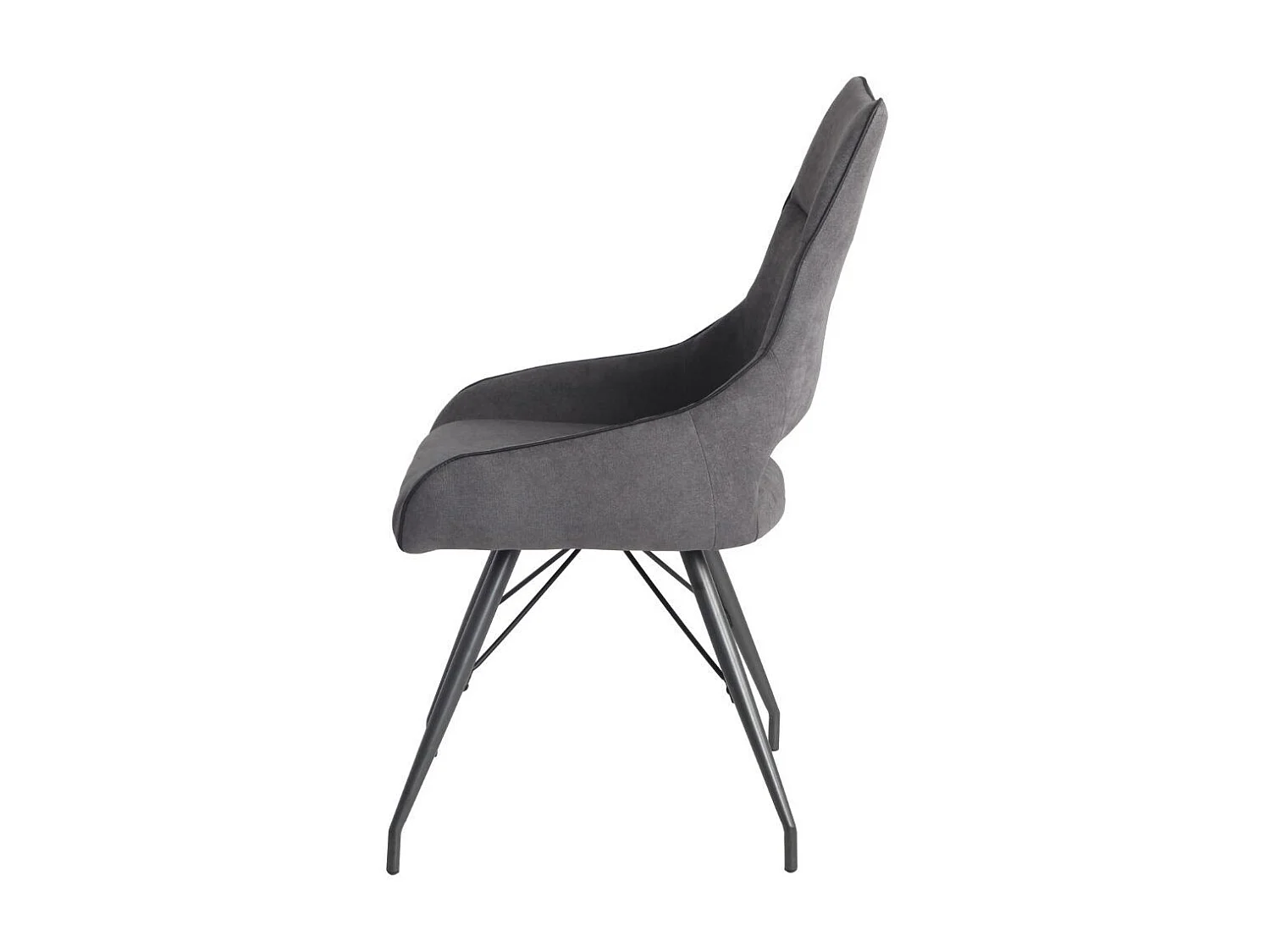 Lot de 6 chaises tissu coloris gris anthracite pieds métal laqué gris - SILOUAN