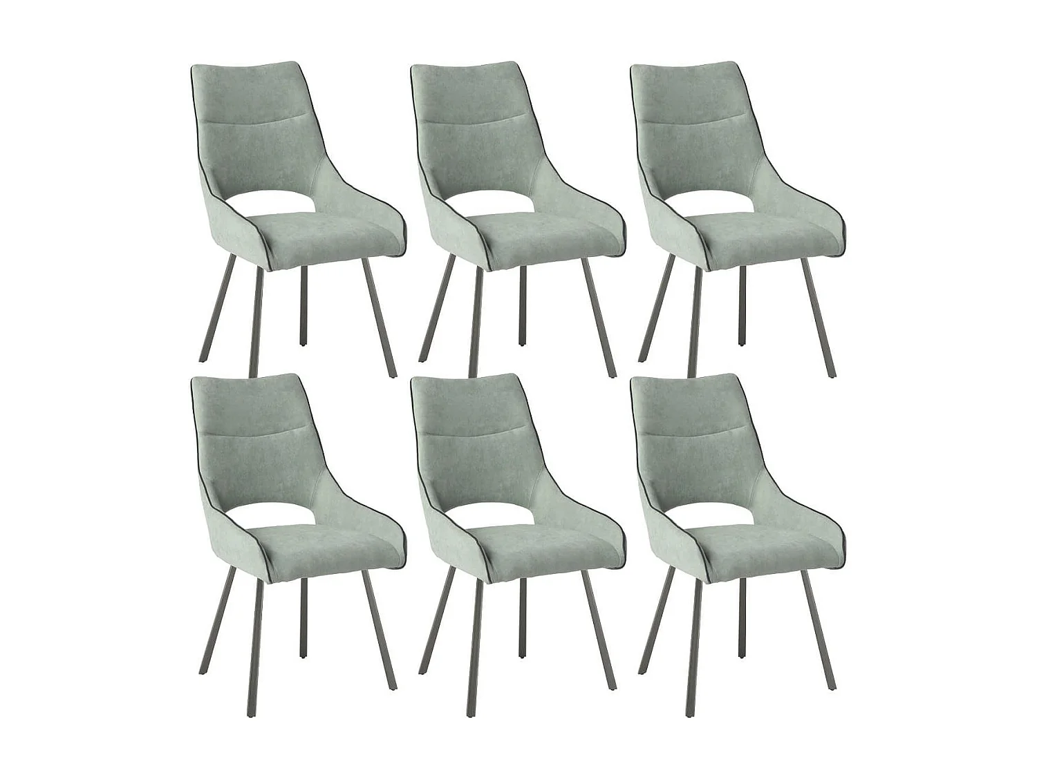 Lot de 6 chaises tissu coloris vert d'eau pieds métal laqué gris - SILOUAN