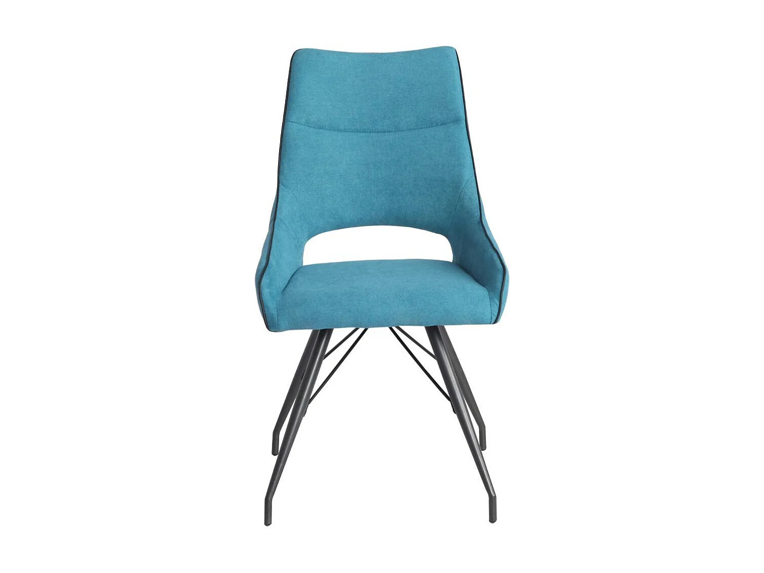 Lot de 2 chaises tissu coloris bleu pieds métal laqué gris - SILOUAN