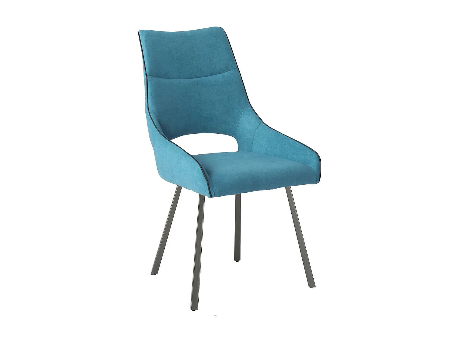 Lot de 2 chaises tissu coloris bleu pieds métal laqué gris - SILOUAN