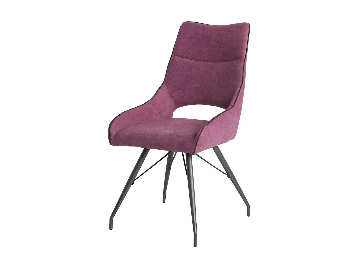 Lot de 6 chaises tissu coloris violet pieds métal laqué gris - SILOUAN