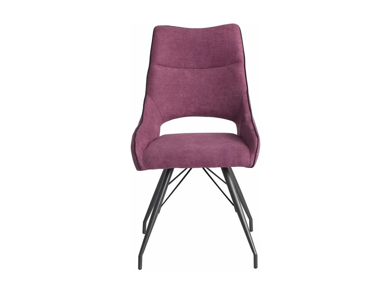Lot de 6 chaises tissu coloris violet pieds métal laqué gris - SILOUAN