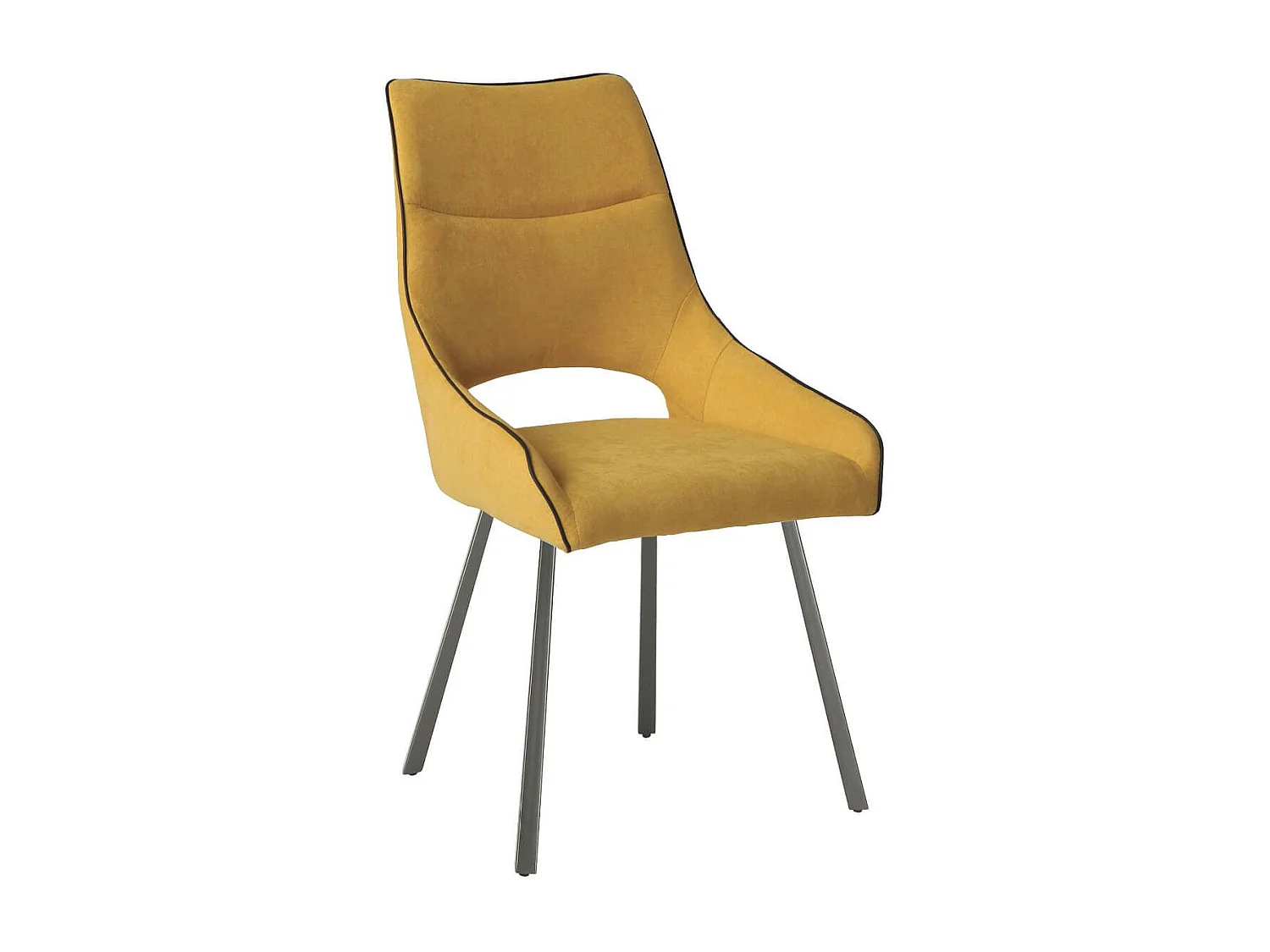Lot de 4 chaises tissu coloris jaune pieds métal laqué gris - SILOUAN