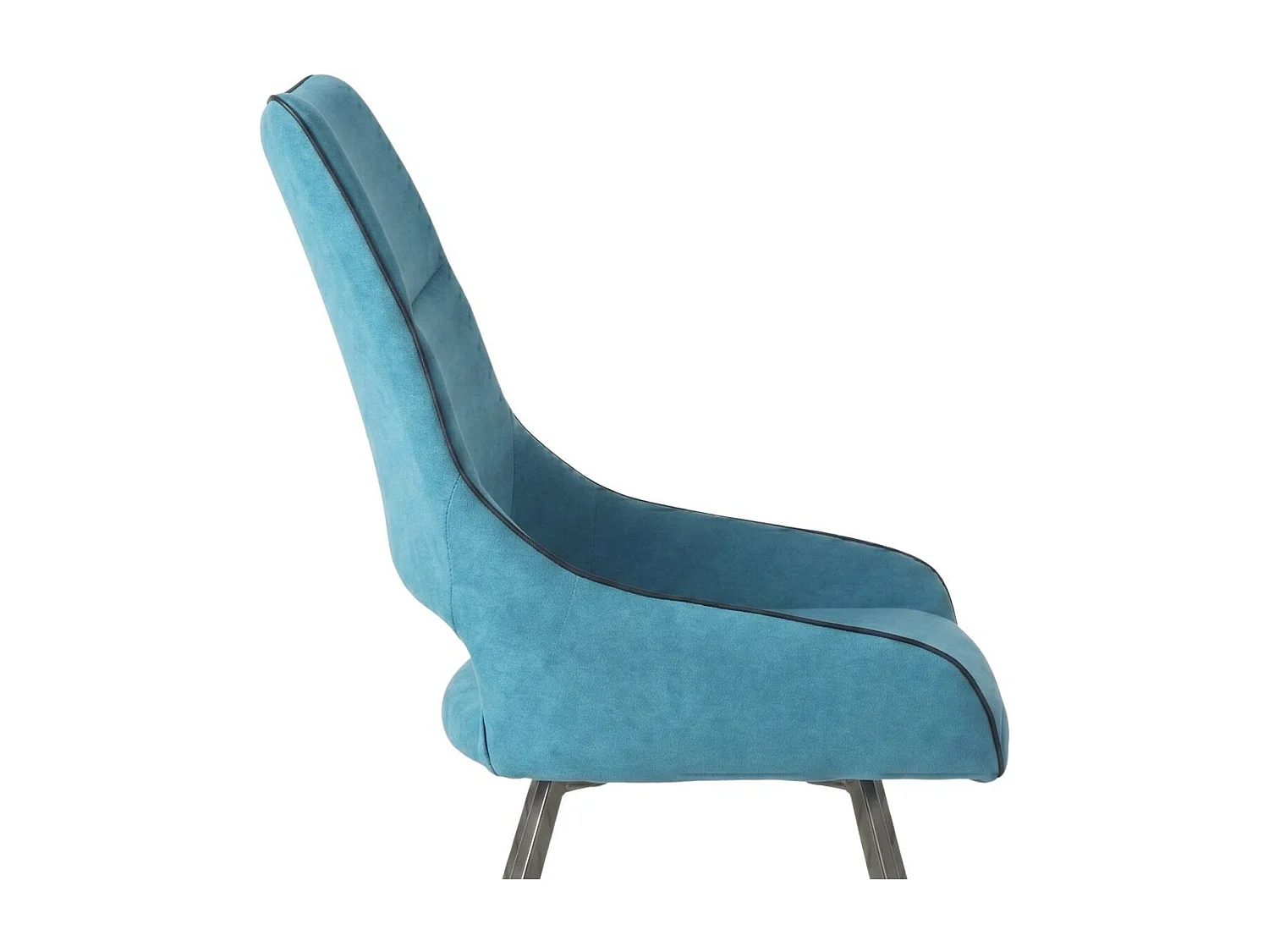 Lot de 4 chaises tissu coloris bleu pieds métal laqué gris - SILOUAN