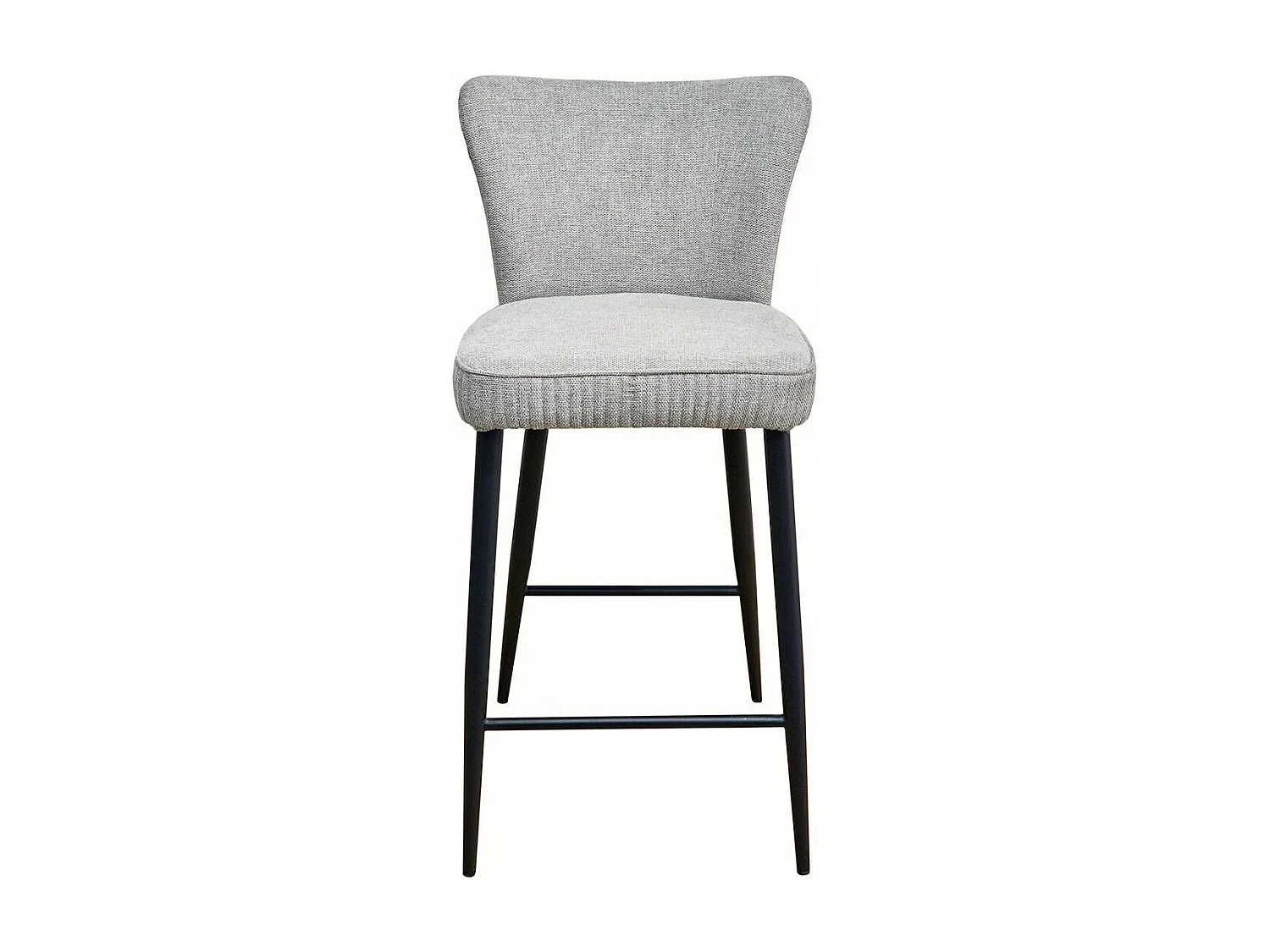 Lot de 2 Tabourets de Bar Tissu Gris Clair Chiné Pieds Métal Noir Mat - MAURINE