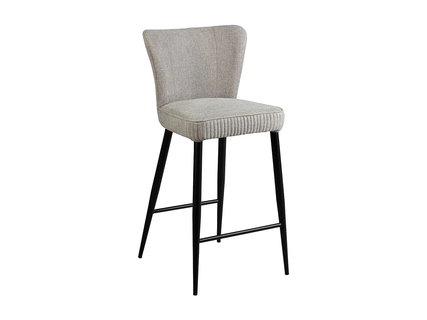 Tabouret de Bar Tissu Gris Clair Chiné Pieds Métal Noir Mat - MAURINE
