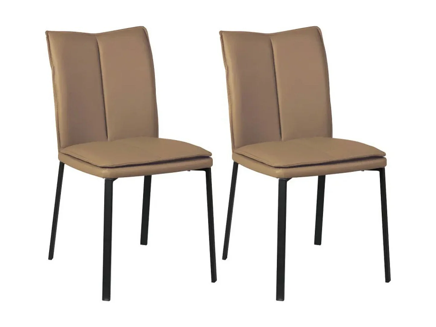 Lot de 2 chaises avec assise rembourrée revêtement synthétique coloris caramel et pieds en acier laqué. - SILLAGE