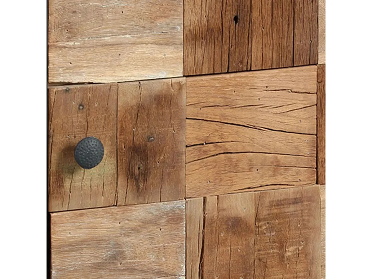 Chevet 1 porte en acier gris mat et façades en bois massif - FULBERT