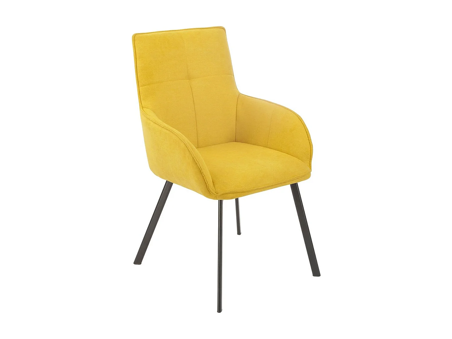 Lot de 2 fauteuils de table enveloppants en tissu jaune pieds métal laqué anthracite - EVIDENCE