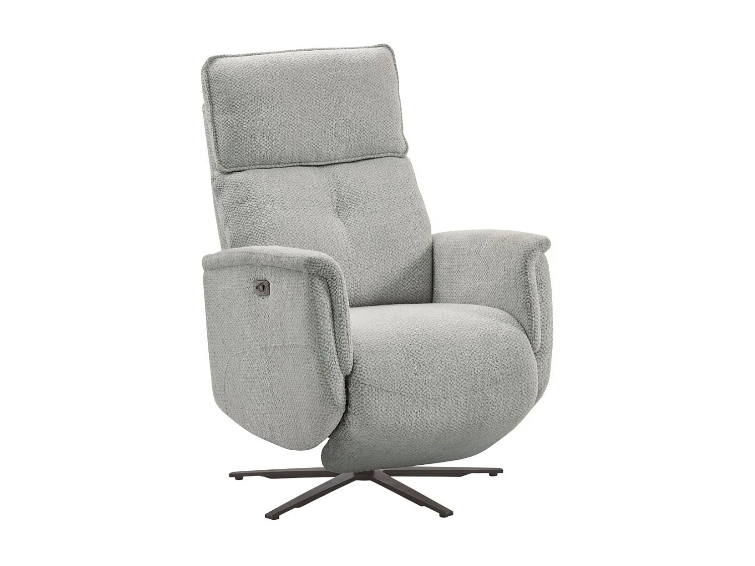 Fauteuil relax électrique pivotant avec têtière manuelle tissu chenille bleu-gris - PARADIZIO